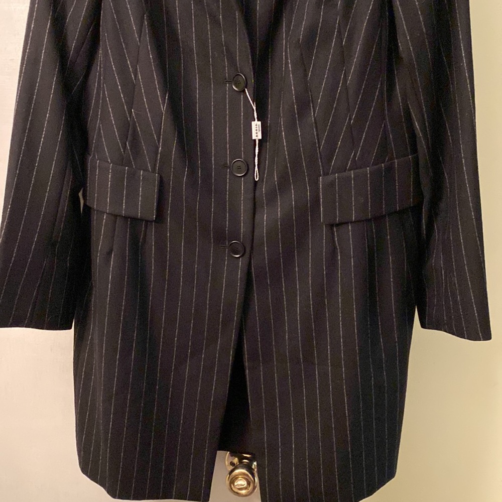 Akris Punto Gorgeous Black White Pinstripe Long Lined Jacket New With Tags - Picture 4 of 11
